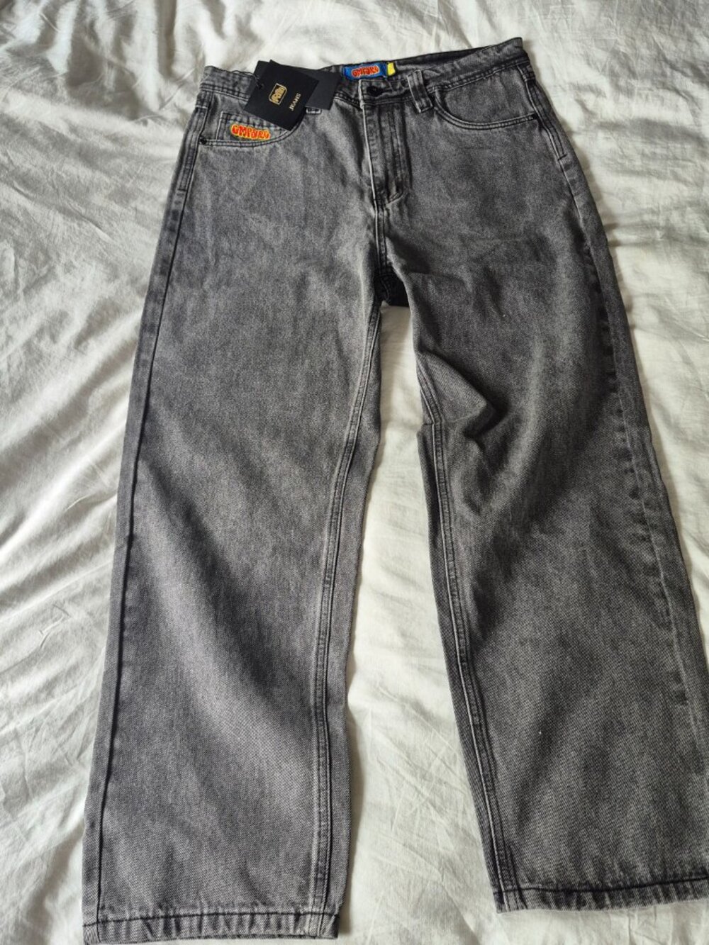 NWT Empyre Baggy Jeans Embroidered Grey 34